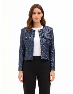 Veste courte bustier recouverte de paillettes Rinascimento