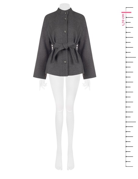 Manteau ample en mélange de laine avec maxi manches et ceinture assortie Rinascimento