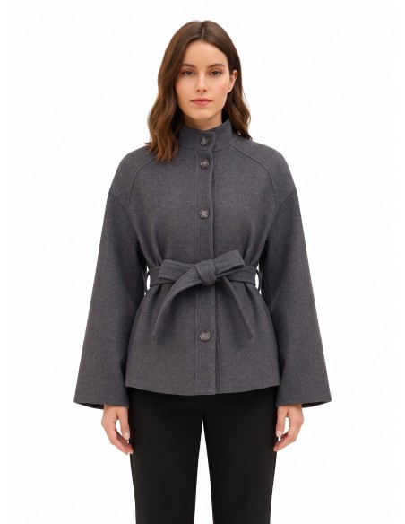 Manteau ample en mélange de laine avec maxi manches et ceinture assortie Rinascimento