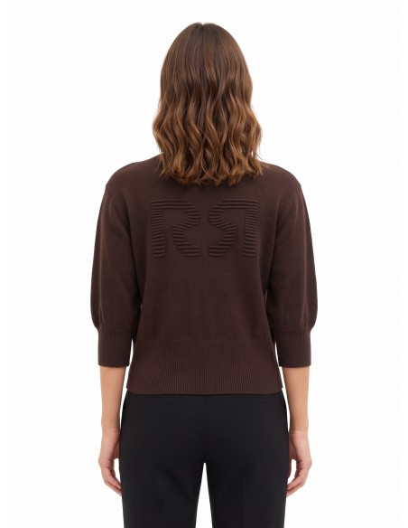 Pull en viscose mélangée avec logo RR en relief Rinascimento
