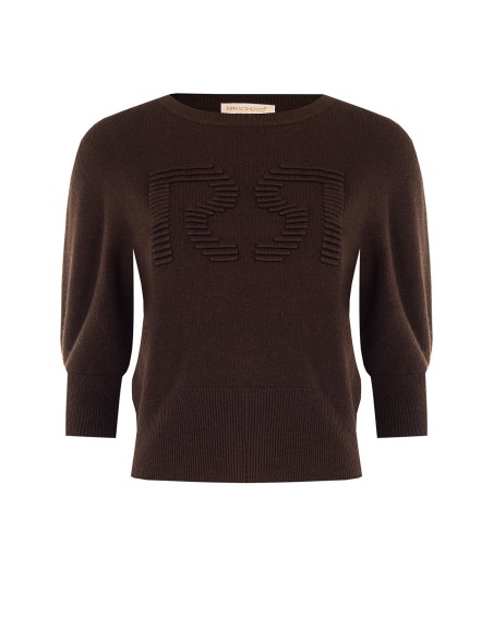 Pull en viscose mélangée avec logo RR en relief Rinascimento