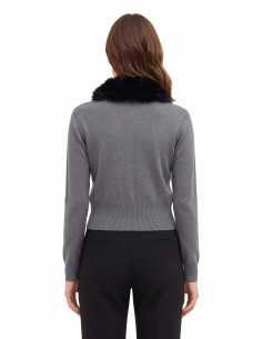 Cardigan polo à col en fausse fourrure amovible Rinascimento 2