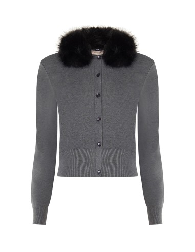 Cardigan polo à col en fausse fourrure amovible Rinascimento