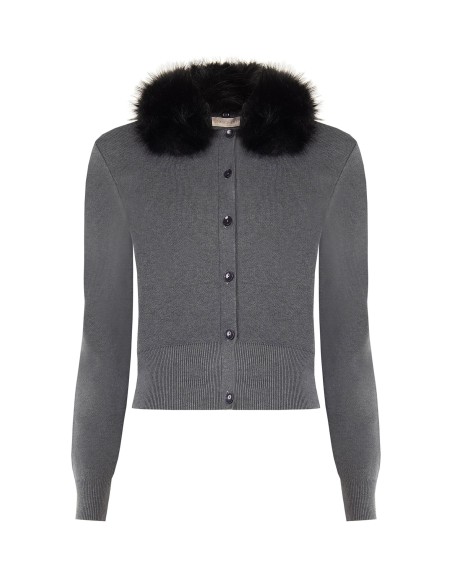 Cardigan polo à col en fausse fourrure amovible Rinascimento