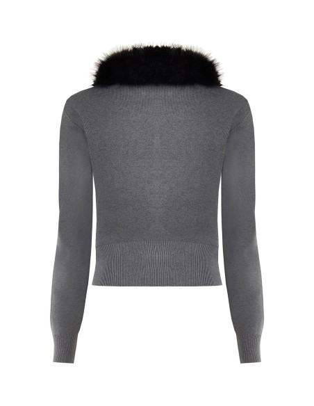 Cardigan polo à col en fausse fourrure amovible Rinascimento