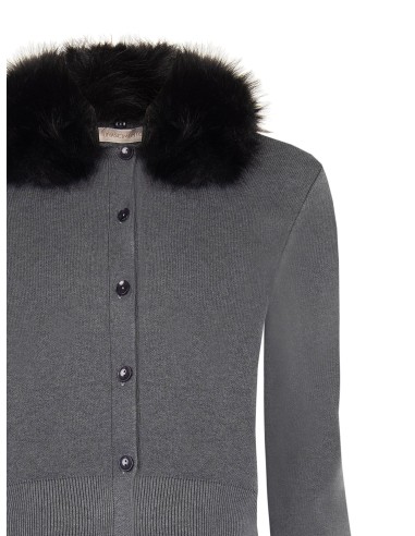 Cardigan polo à col en fausse fourrure amovible Rinascimento