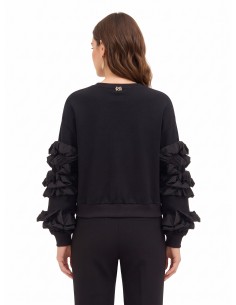 Sweat-shirt regular en coton avec volants en taffetas sur les manches Rinascimento 2