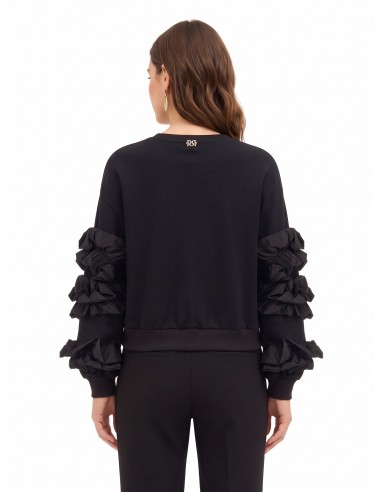Sweat-shirt regular en coton avec volants en taffetas sur les manches Rinascimento