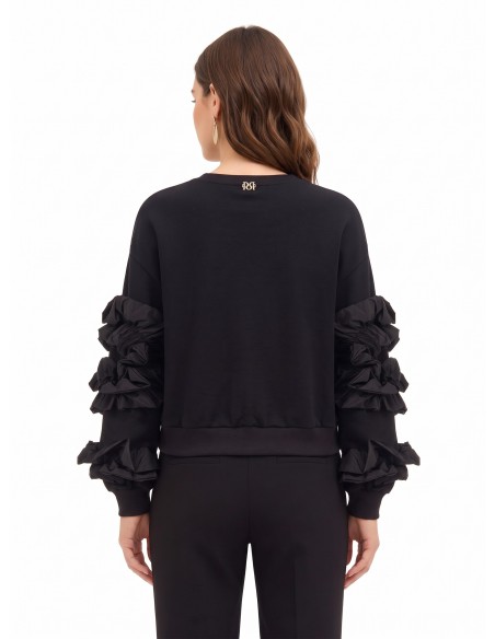 Sweat-shirt regular en coton avec volants en taffetas sur les manches Rinascimento