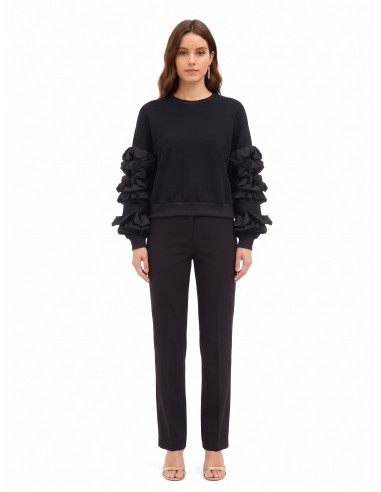 Sweat-shirt regular en coton avec volants en taffetas sur les manches Rinascimento