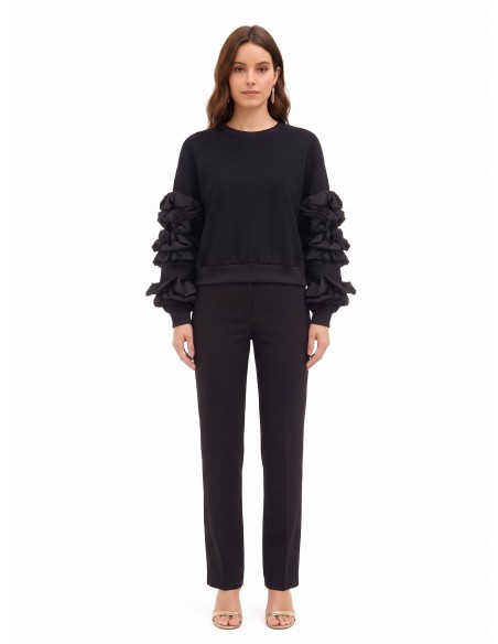 Sweat-shirt regular en coton avec volants en taffetas sur les manches Rinascimento