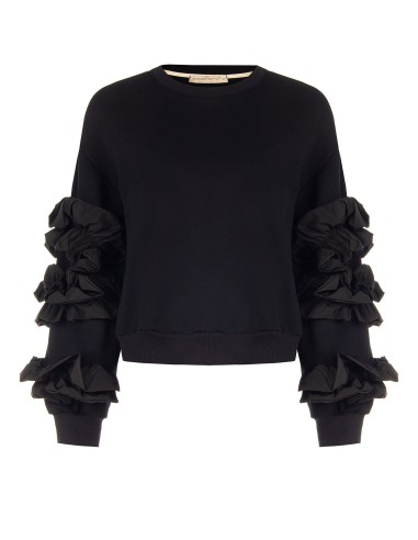 Sweat-shirt regular en coton avec volants en taffetas sur les manches Rinascimento
