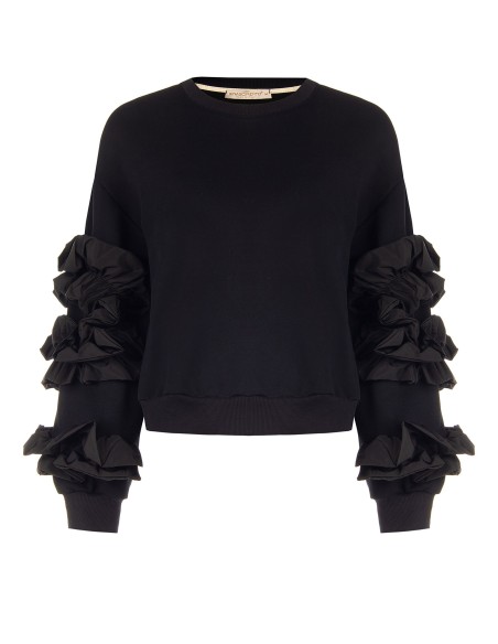 Sweat-shirt regular en coton avec volants en taffetas sur les manches Rinascimento