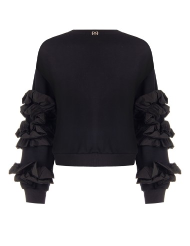 Sweat-shirt regular en coton avec volants en taffetas sur les manches Rinascimento