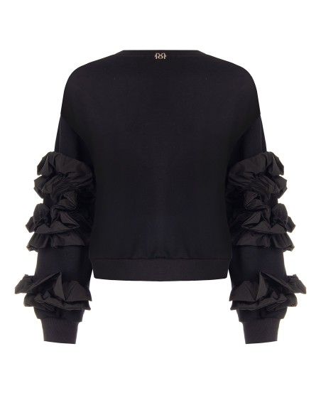 Sweat-shirt regular en coton avec volants en taffetas sur les manches Rinascimento