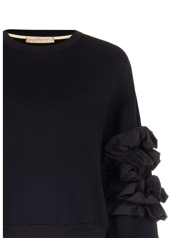 Regular-fit katoenen sweatshirt met taft ruches op de mouwen Rinascimento
