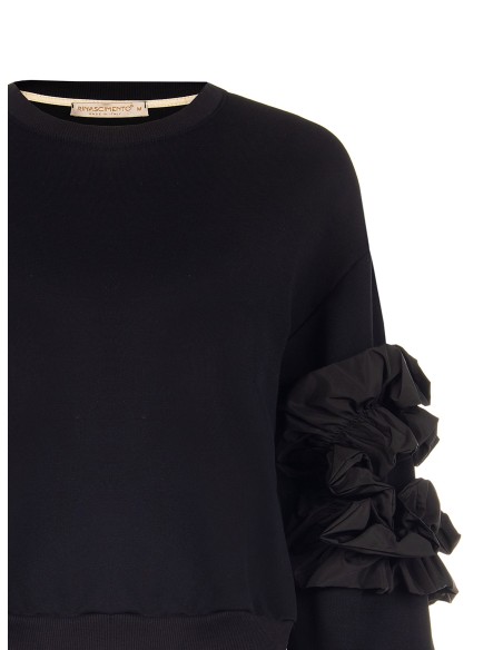 Sweat-shirt regular en coton avec volants en taffetas sur les manches Rinascimento