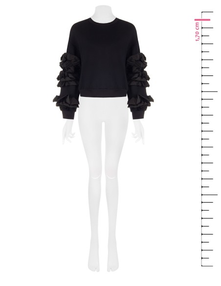 Sweat-shirt regular en coton avec volants en taffetas sur les manches Rinascimento