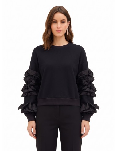 Sweat-shirt regular en coton avec volants en taffetas sur les manches Rinascimento