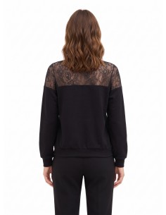 Oversized katoenen sweater met kanten inzetstuk Rinascimento 2