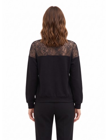 Sweat-shirt oversize en coton avec empiècement en dentelle Rinascimento