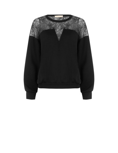 Sweat-shirt oversize en coton avec empiècement en dentelle Rinascimento