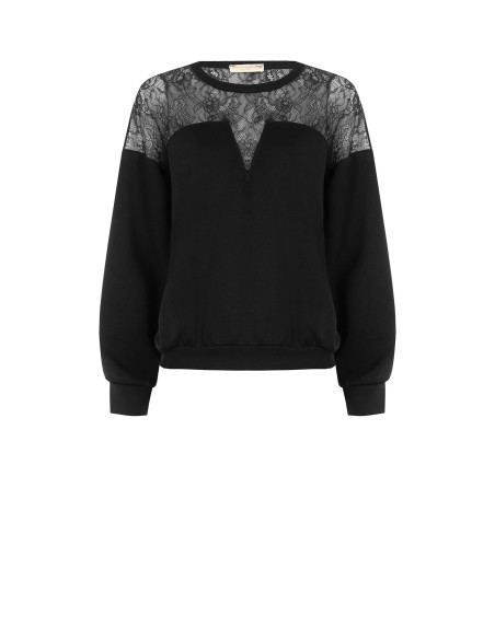 Sweat-shirt oversize en coton avec empiècement en dentelle Rinascimento