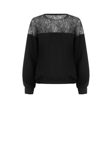 Sweat-shirt oversize en coton avec empiècement en dentelle Rinascimento