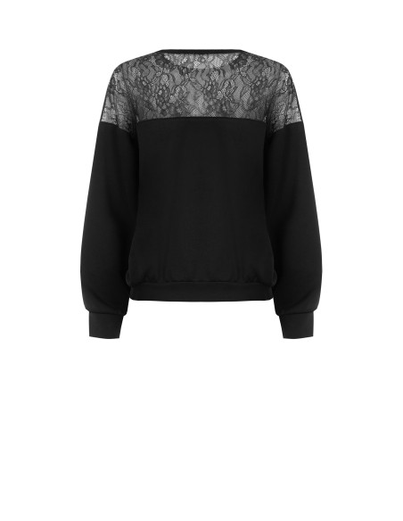 Sweat-shirt oversize en coton avec empiècement en dentelle Rinascimento