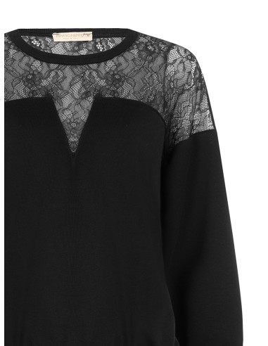 Sweat-shirt oversize en coton avec empiècement en dentelle Rinascimento