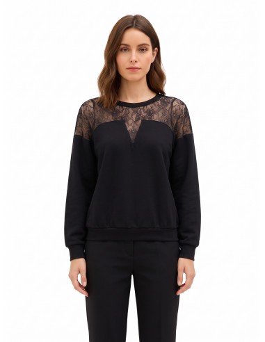 Sweat-shirt oversize en coton avec empiècement en dentelle Rinascimento