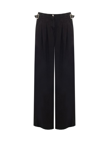 Jean super wide leg à plis avec boucles sur les côtés Rinascimento