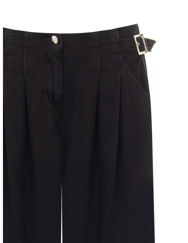 Jean super wide leg à plis avec boucles sur les côtés Rinascimento
