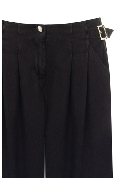 Jean super wide leg à plis avec boucles sur les côtés Rinascimento