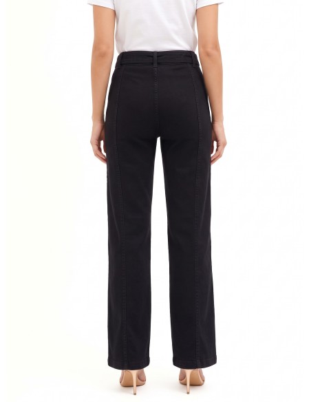 Wide leg-jeans met geïntegreerde tailleband en middennaden van Rinascimento