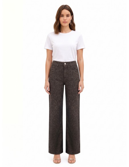 Wide leg-jeans met stretch en vlekken Rinascimento