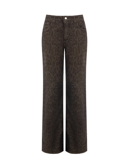 Jean wide leg extensibles et imprimés léopard Rinascimento