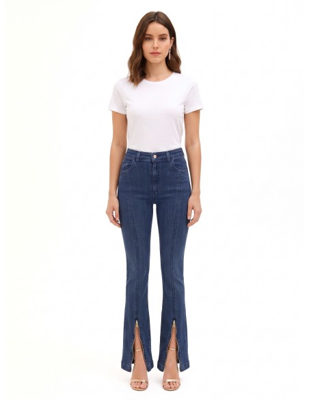 Jean skinny évasé extensible avec zips frontaux Rinascimento