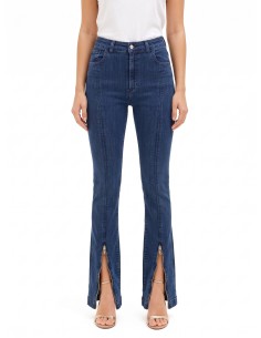 Stretch skinny jeans met uitlopende pijpen en ritsen aan de voorkant van Rinascimento