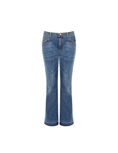 Jean flare extensible avec clous et ourlet effiloché Rinascimento