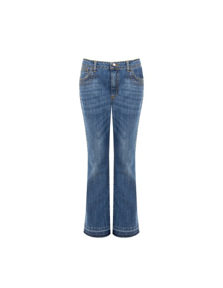 Stretch flare jeans met studs en uitgerafelde zoom Rinascimento