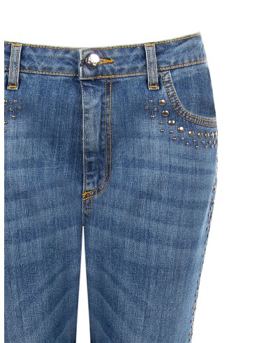 Stretch flare jeans met studs en uitgerafelde zoom Rinascimento