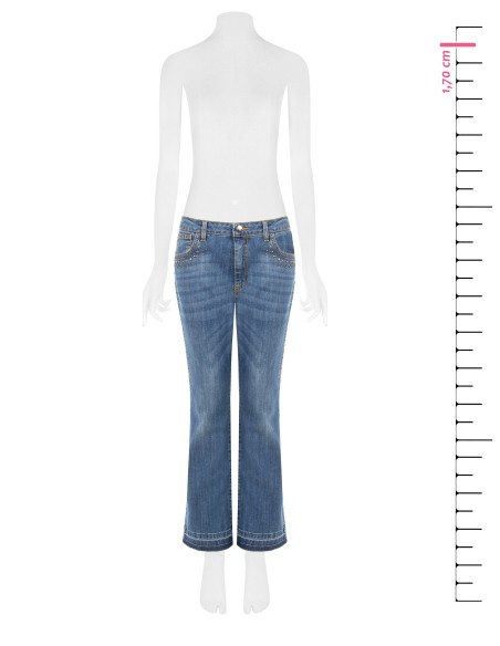 Stretch flare jeans met studs en uitgerafelde zoom Rinascimento