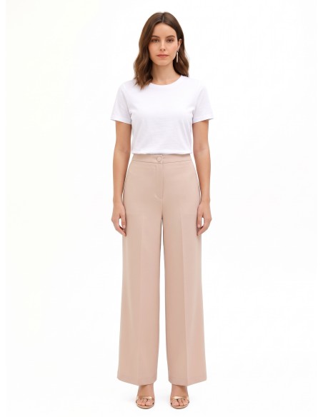 Pantalon palazzo en tissu cady sans poches Rinascimento
