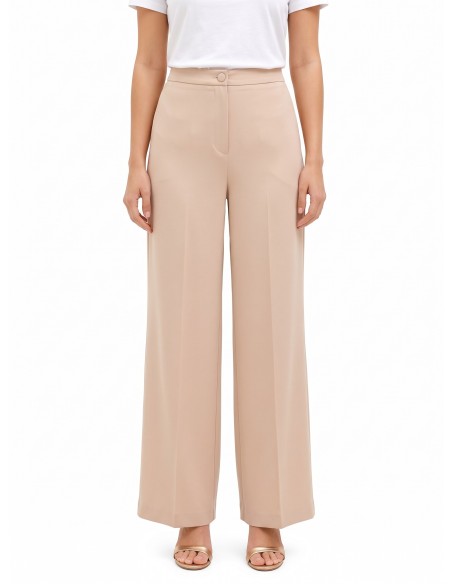 Pantalon palazzo en tissu cady sans poches Rinascimento