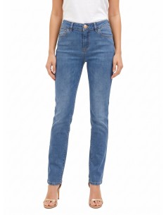 Straight jeans met stretch, medium wash, Rinascimento