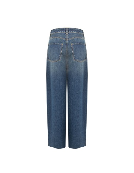 Jean wide leg avec clous et cristaux sur les côtés Rinascimento