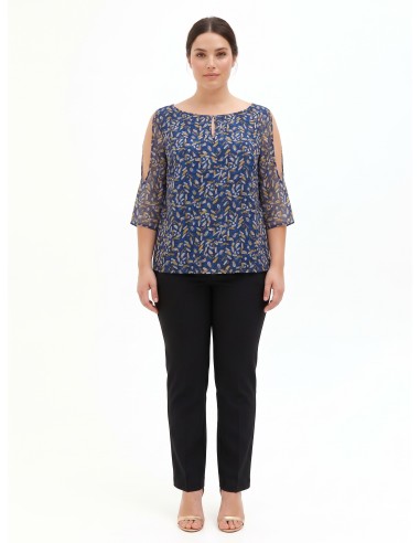 Blouse fluide Curvy en georgette avec décolleté goutte d’eau, épaules dénudées et détails en lurex Rinascimento Curvy