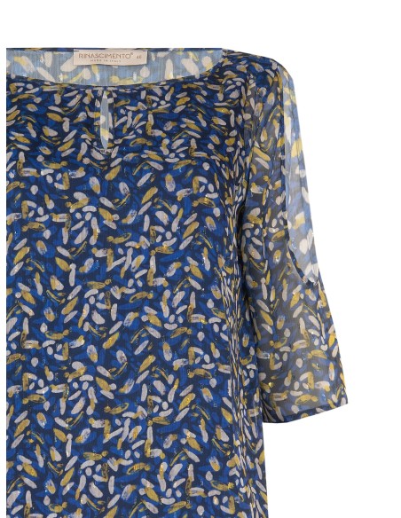 Blouse fluide Curvy en georgette avec décolleté goutte d’eau, épaules dénudées et détails en lurex Rinascimento Curvy