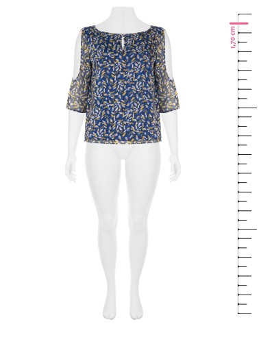 Blouse fluide Curvy en georgette avec décolleté goutte d’eau, épaules dénudées et détails en lurex Rinascimento Curvy